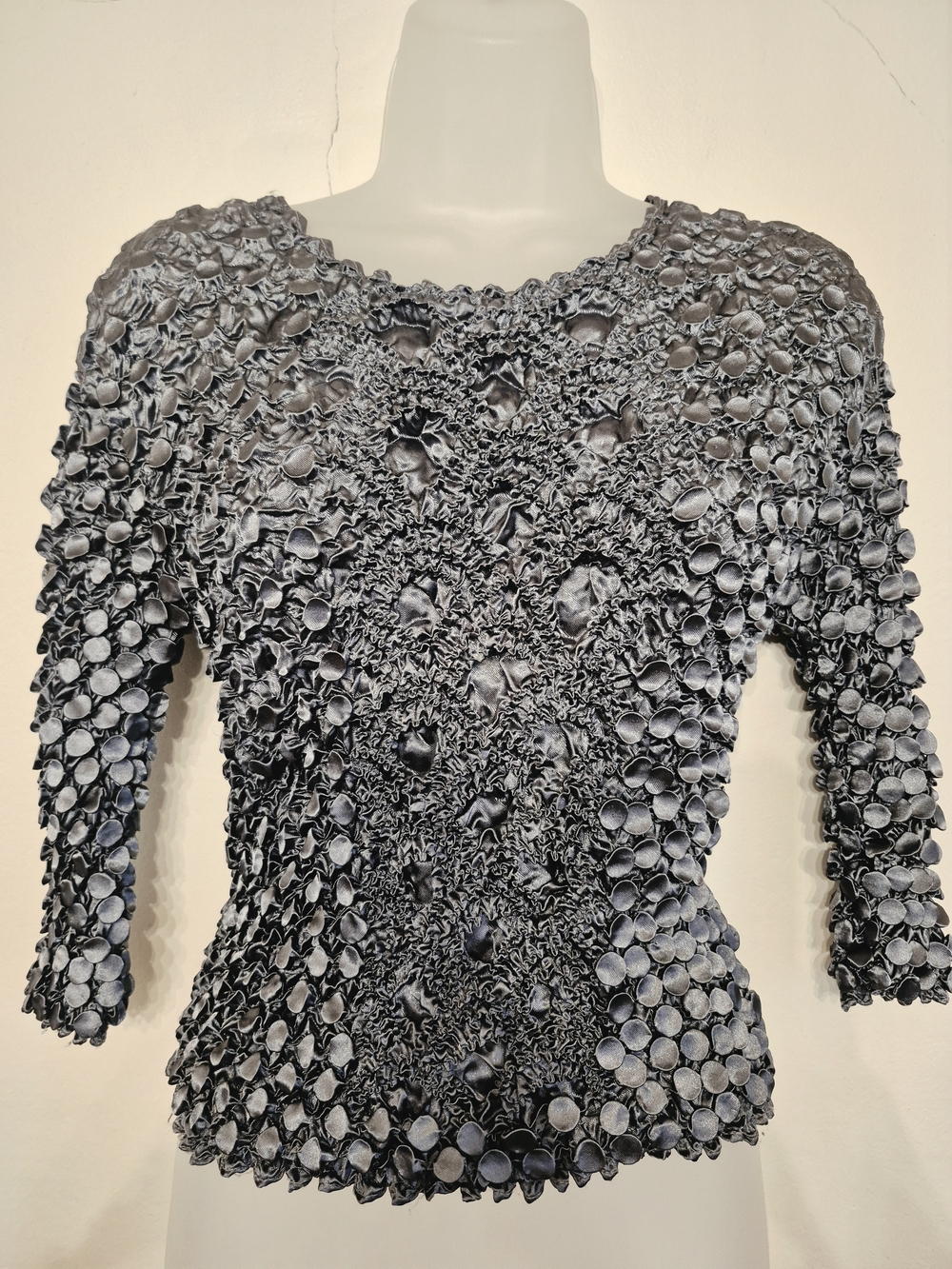 Vintage Silver Grey Womens Textured Top